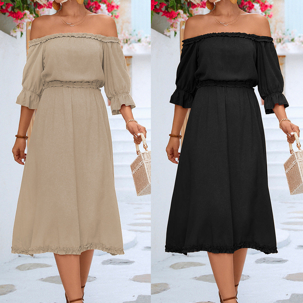 Women's Ruffled Off-shoulder Casual Dress