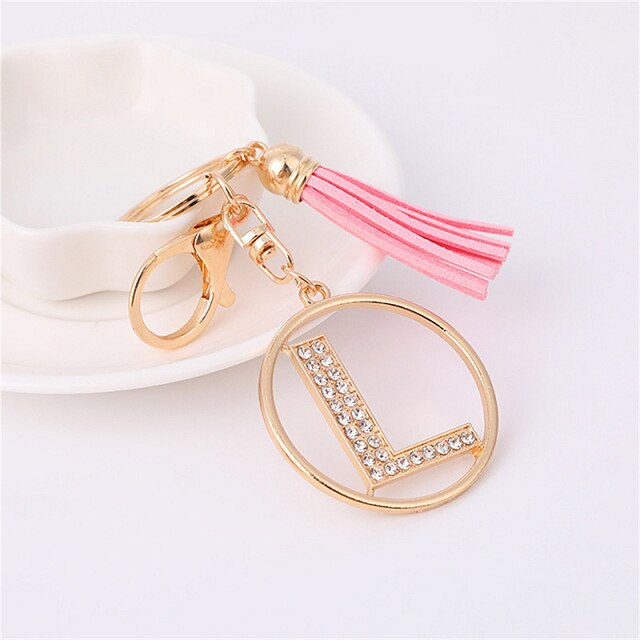 Rhinestones English Letter Alloy Keychain