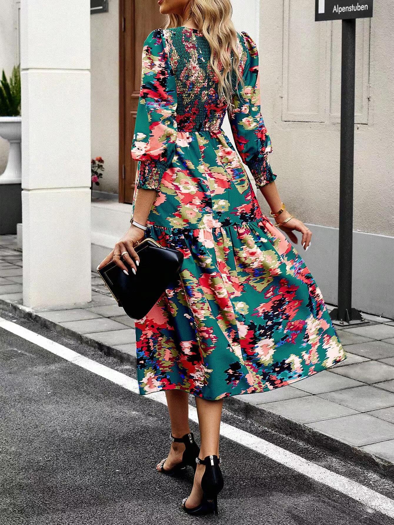 Women's Printed Wear Long Sleeve Dress