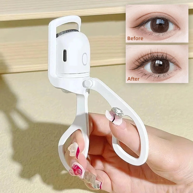 Eyelash Curler Portable Electric Heated Comb Eye Lash Long Lasting Eyelashes Curls Thermal Eyelash Curler Makeup Tools Heated Eyelash Curlers,Rechargeable Electric Eyelash Curler,Handheld Eyelash Heat - QWIEL®