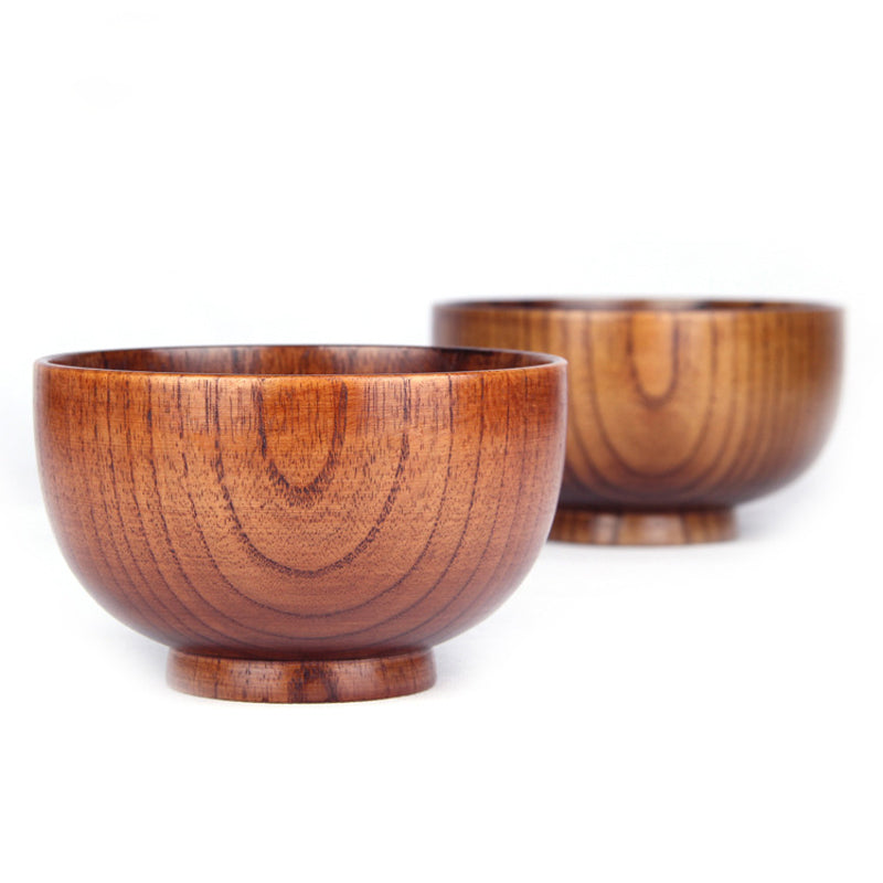Wooden Bowl Japanese Style Wood Rice Soup Bowl Salad Bowl Food Container Large Small Bowl for Kids Tableware Wooden Utensils - QWIEL®