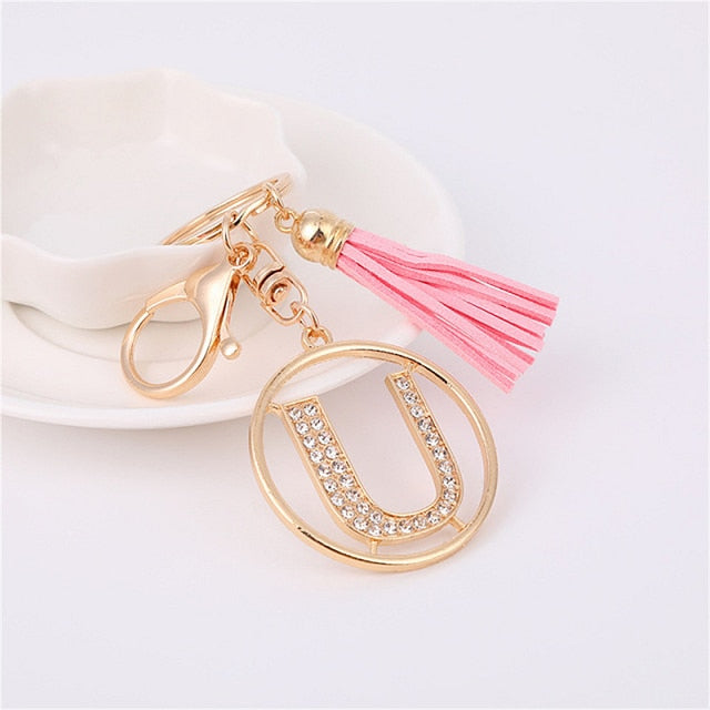 Rhinestones English Letter Alloy Keychain