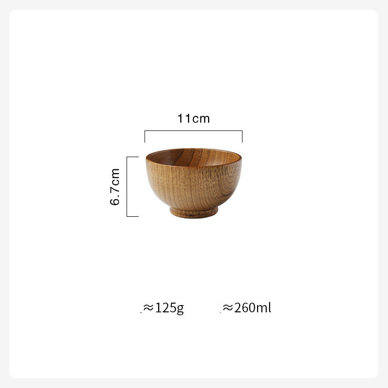 Wooden Bowl Japanese Style Wood Rice Soup Bowl Salad Bowl Food Container Large Small Bowl for Kids Tableware Wooden Utensils - QWIEL®