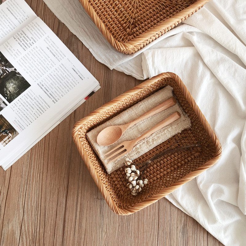 Handmade Rattan Storage Baskets Household Items Snacks Fruit - QWIEL®