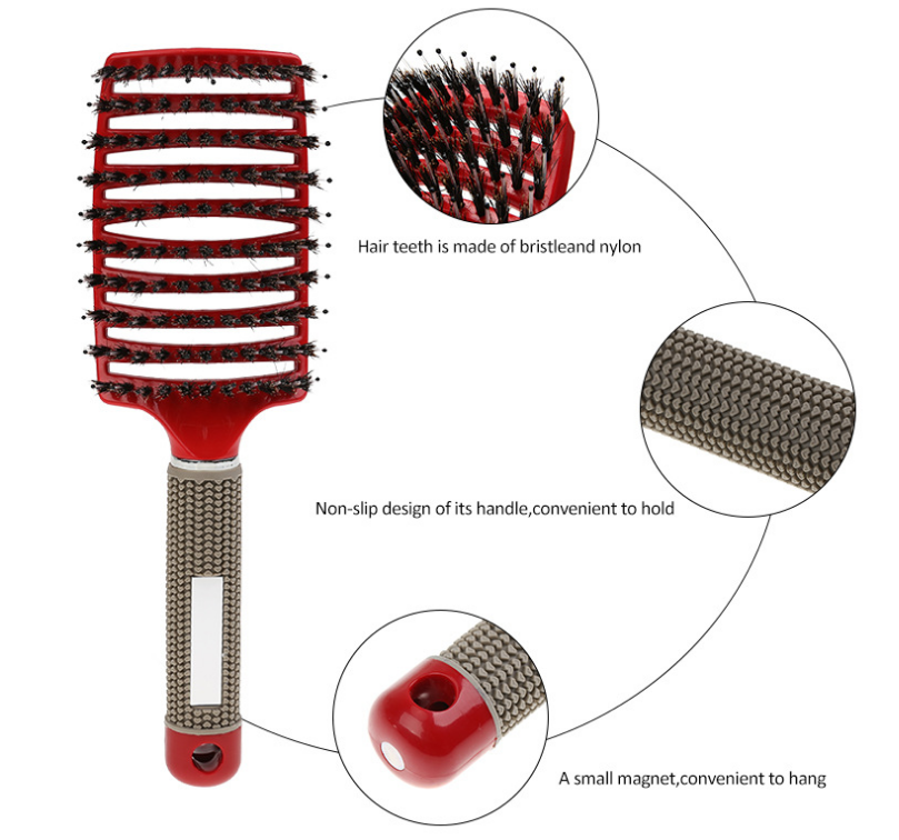 Hairbrush Anti Klit Brushy Haarborstel Women Detangler Hair Brush Bristle Nylon Scalp Massage  Teaser Hair Brush Comb - QWIEL®