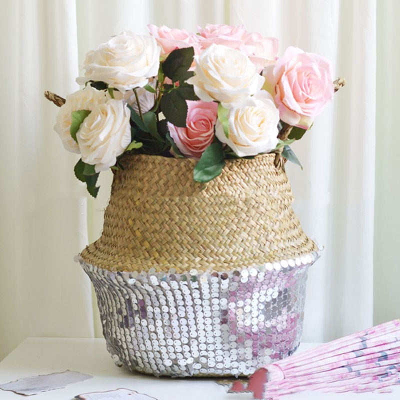 Straw folding basket furnishing household items - QWIEL®