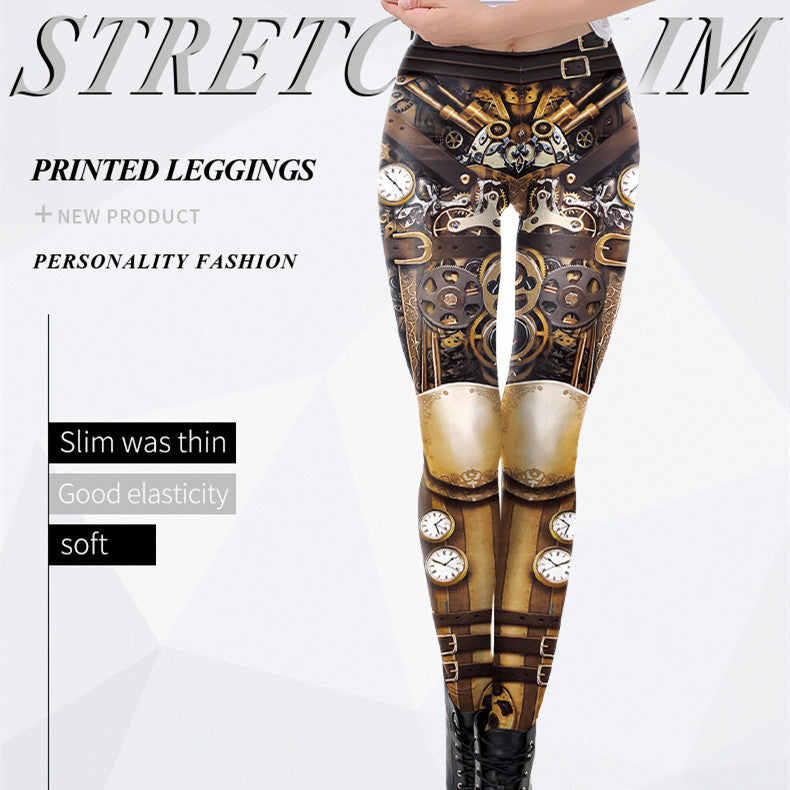 Women's Peripheral Dark Steam Fashion Stretch Digital Printing Tights - QWIEL®