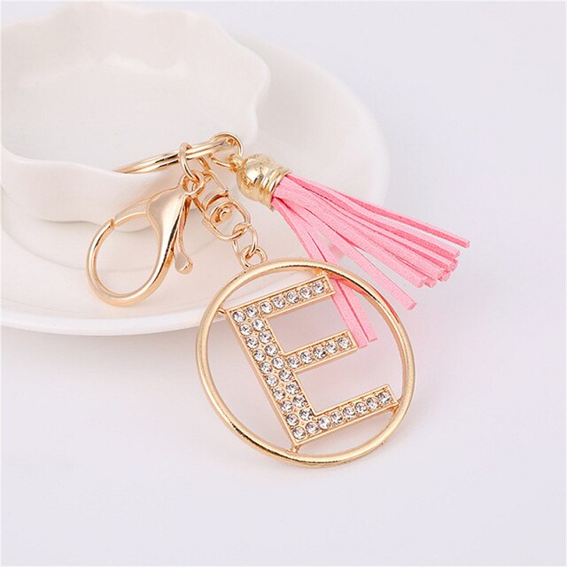 Rhinestones English Letter Alloy Keychain