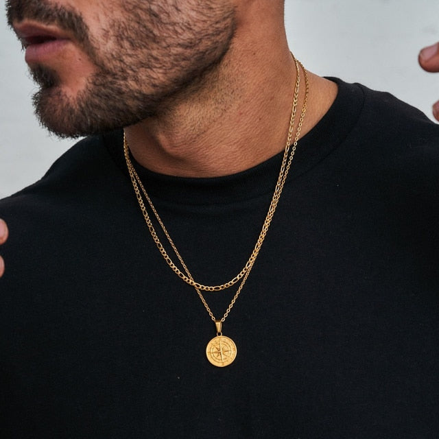 Vnox Layered Necklaces for Men