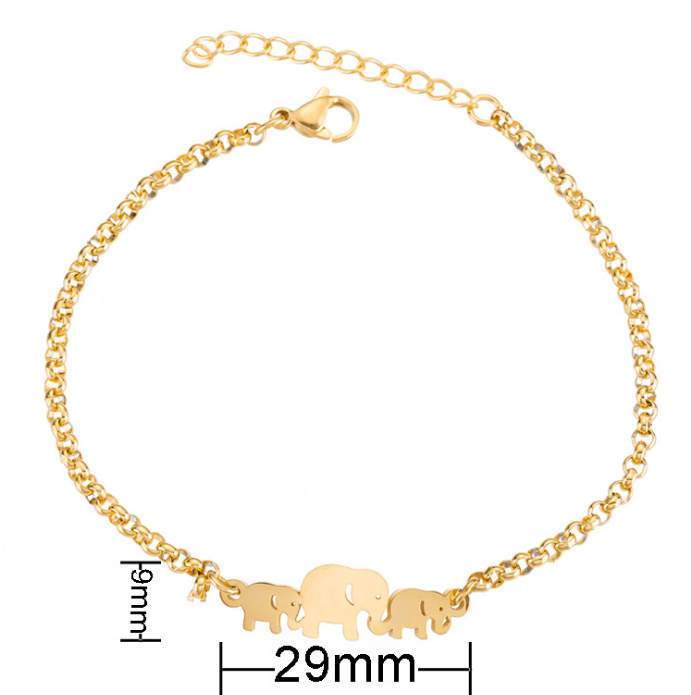 Gold Color Charms Bracelet Femme Stainless Steel Women Jewelry Lucky Origami Elephant Bracelets Friendship Gifts - QWIEL®