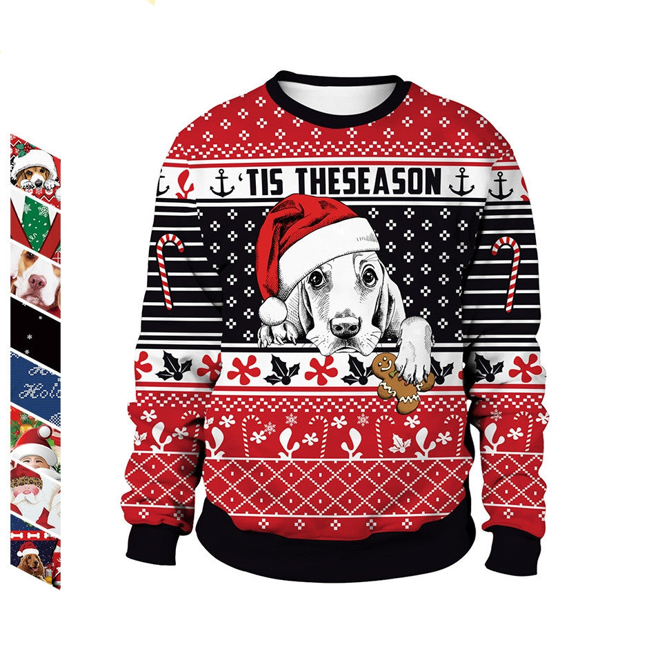 Women's Christmas Animal Print Pullover Round Neck Couple Sweater - QWIEL®