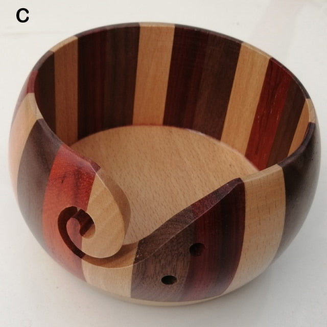 Natural Wooden Yarn Storage Bowl