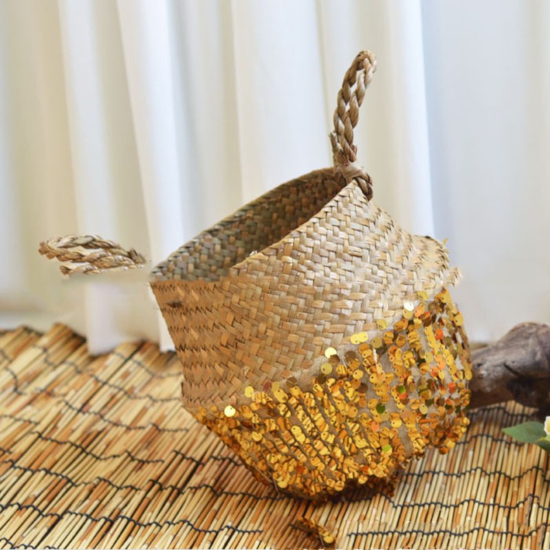 Straw folding basket furnishing household items - QWIEL®