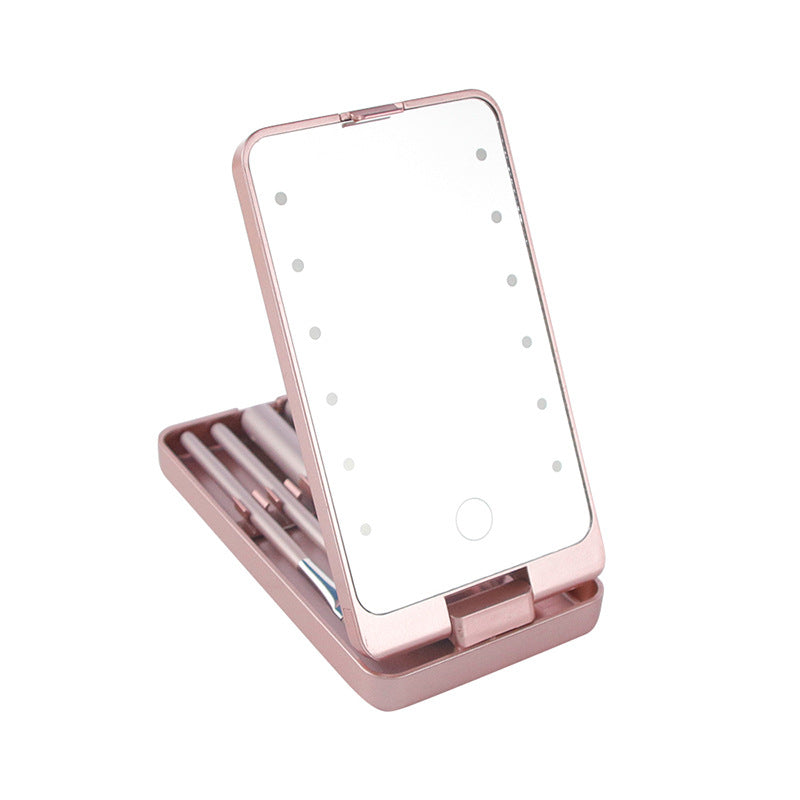Folding Makeup Mirror With Makeup Brush Set - QWIEL®