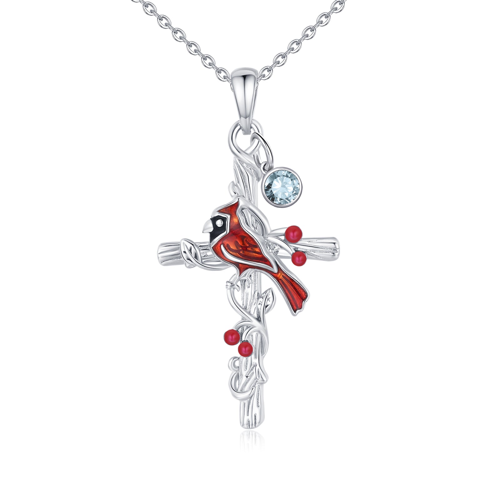 Cardinal Cross Necklace Birthstone Necklace Jewelry Gift - QWIEL®