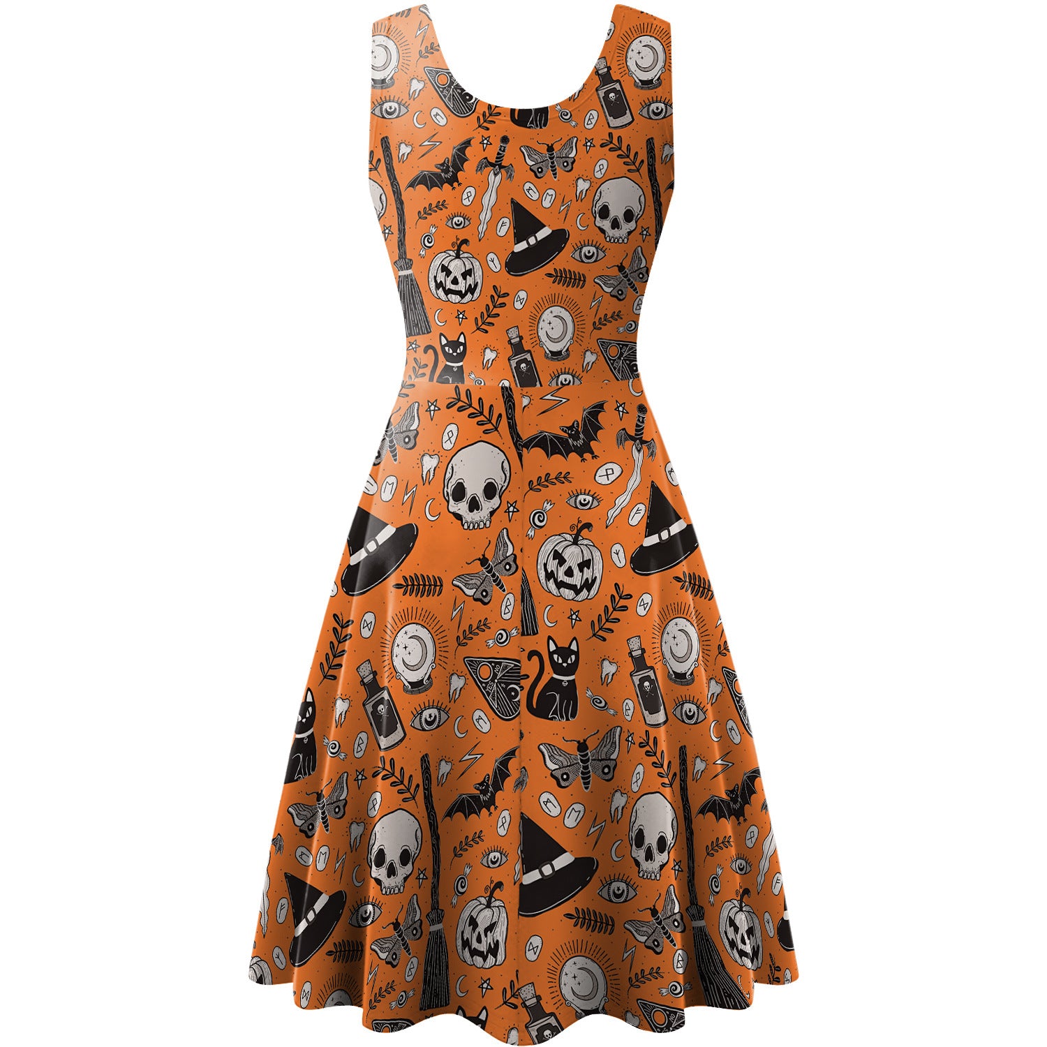 Women's Halloween Sleeveless Vest Pumpkin Skull Digital Printing Dress - QWIEL®