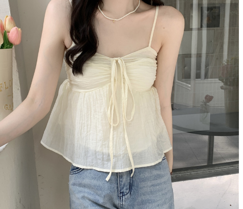 Beige Spaghetti Strap Blouse