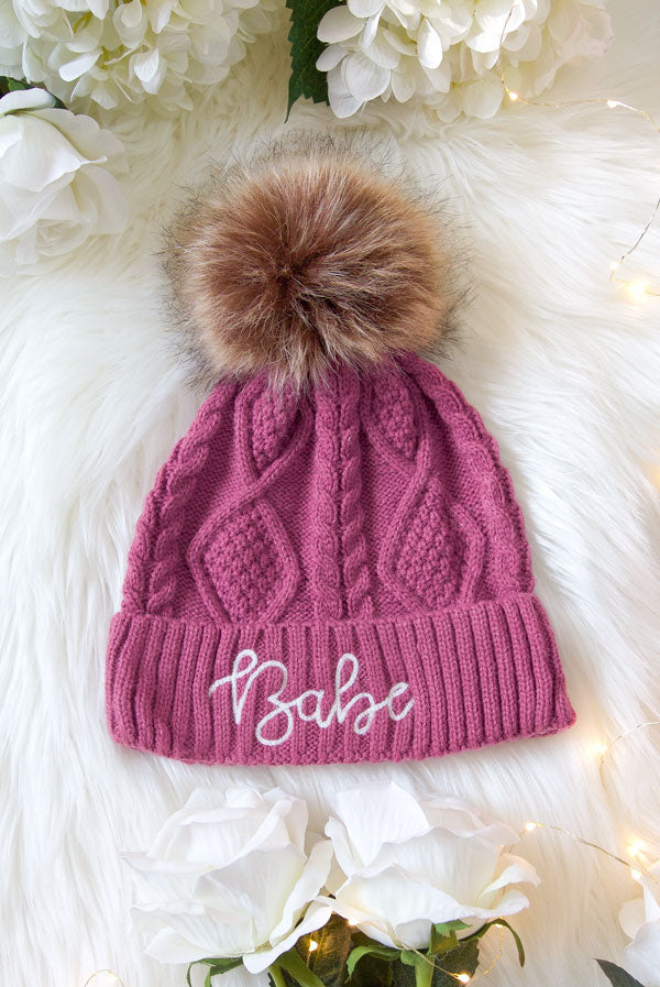 Babe and Bride Knitted Pom Pom Beanies