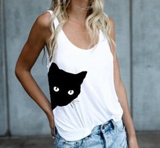 2021 summer AliExpress eab new best selling foreign trade sling cat head print vest sleeveless
