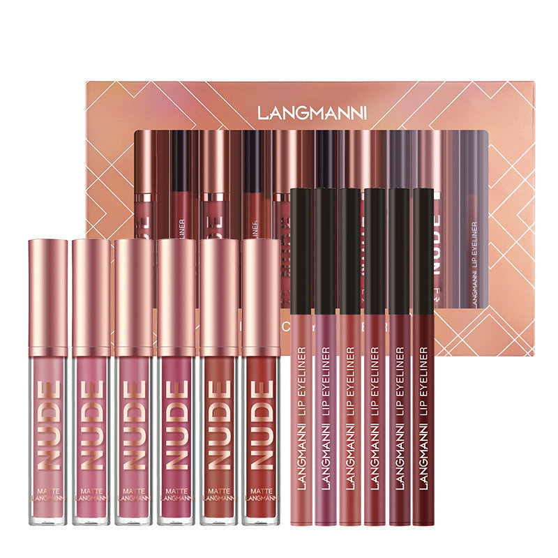 Lip Liner And Lipstick Makeup 12 Pcs Set 6 Matte Lipstick 6 Lip Liner Pens Waterproof Long Lasting Matte Lipstick Beauty Cosmetics Makeup Gift For Girls Lipstick Set - QWIEL®
