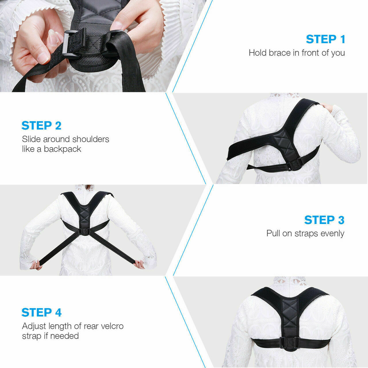 Posture Corrector Men Women Upper Back Pain Brace Clavicle Support Straightener - QWIEL®