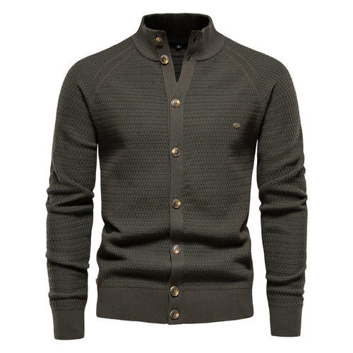 Button Mock Neck Men's Cardigan