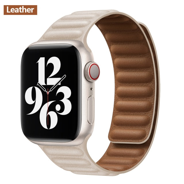 Leather Link Magnetic Loop Bracelet iWatch Series