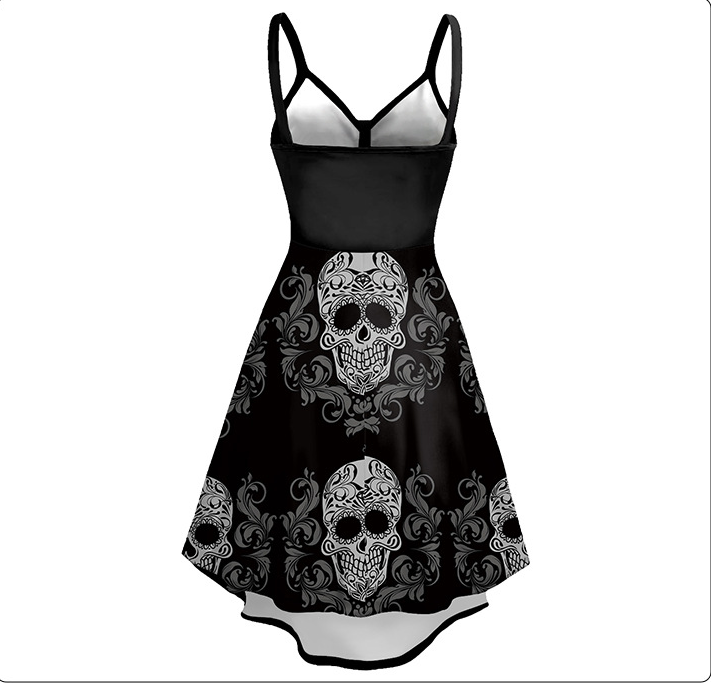 Women's Halloween Skull Head Printing Slip Dress - QWIEL®