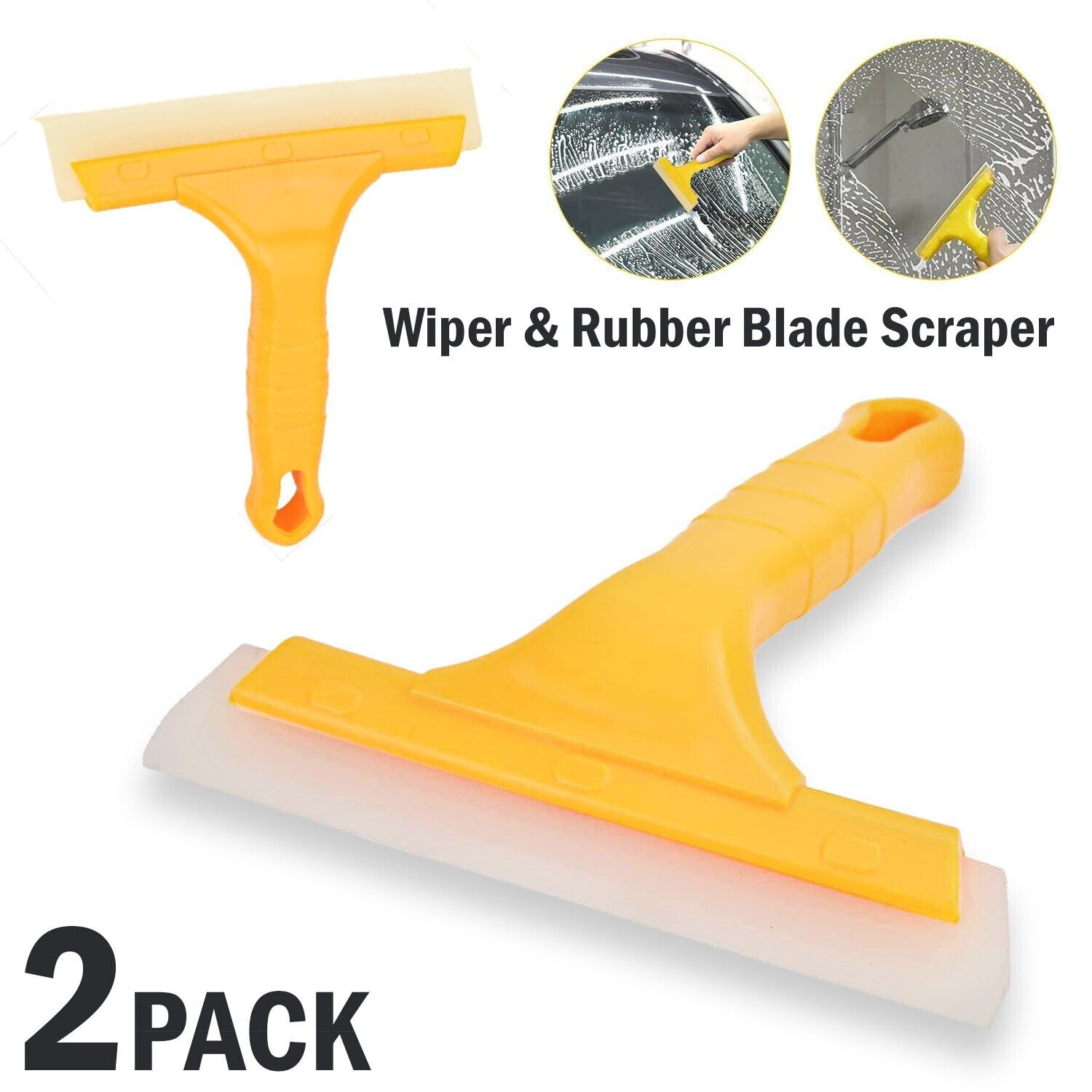 2X Window Squeegee Shower Cleaner Car Home Glass Wash Water Wiper Silicone Blade - QWIEL®