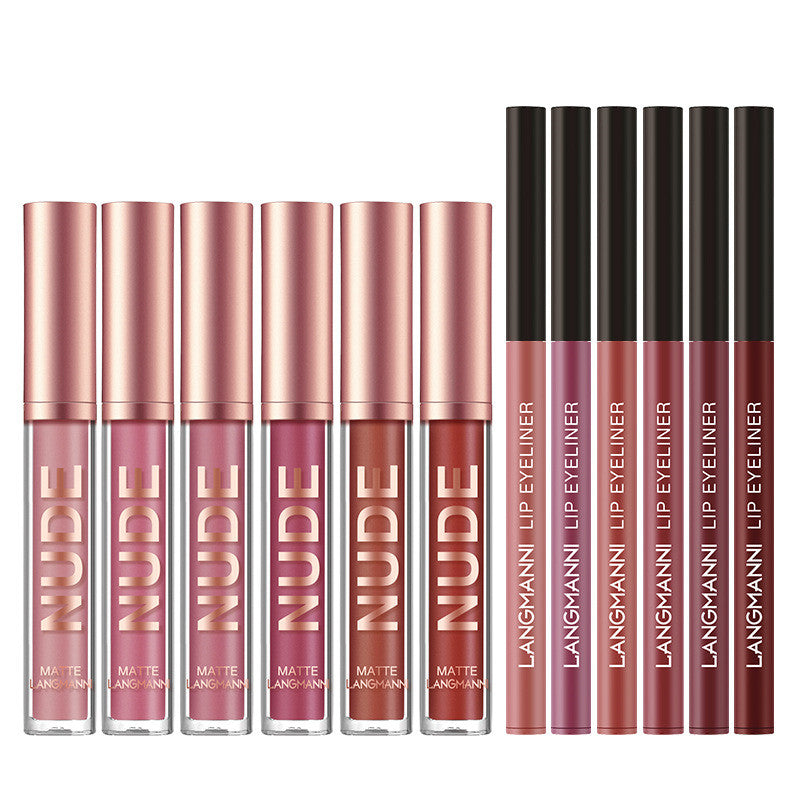 Lip Liner And Lipstick Makeup 12 Pcs Set 6 Matte Lipstick 6 Lip Liner Pens Waterproof Long Lasting Matte Lipstick Beauty Cosmetics Makeup Gift For Girls Lipstick Set - QWIEL®