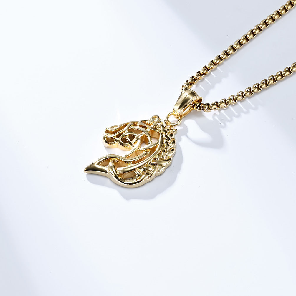 Retro Hollow Horse Head Titanium Steel Necklace - QWIEL®