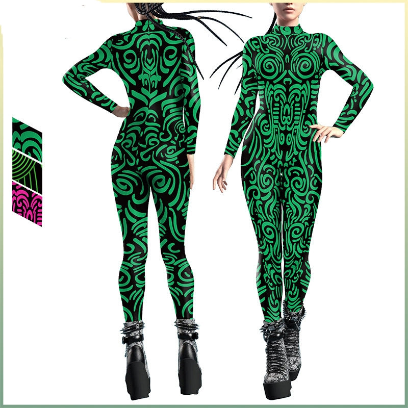 Women's Geometric Digital Printing One-piece Breathable Tights One-piece Suit - QWIEL®