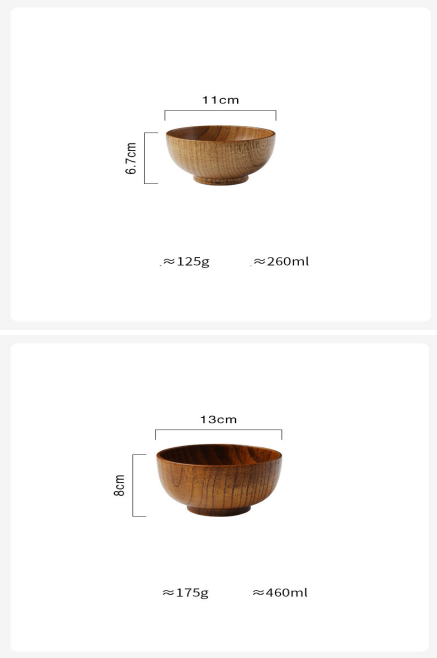 Wooden Bowl Japanese Style Wood Rice Soup Bowl Salad Bowl Food Container Large Small Bowl for Kids Tableware Wooden Utensils - QWIEL®