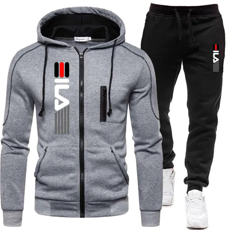 2 Piece Male Fleece Sportswear Set