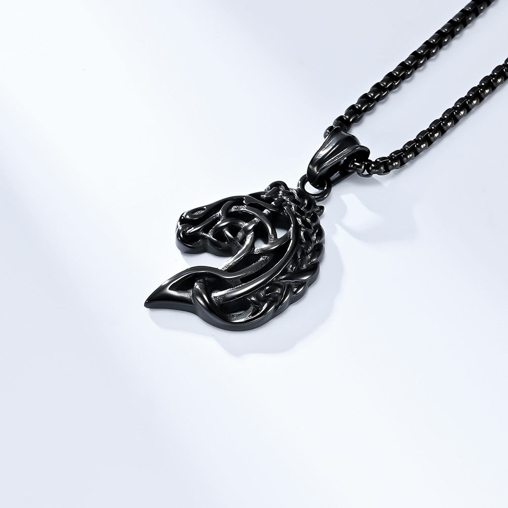 Retro Hollow Horse Head Titanium Steel Necklace - QWIEL®