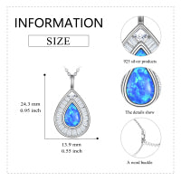Sterling Silver Blue Opal Teardrop Necklace Jewelry for Women - QWIEL®
