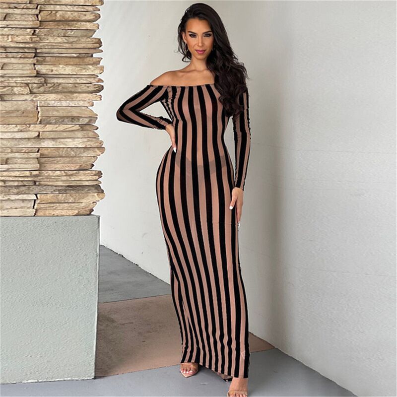 Women's Elegant Slim-fit Long Sleeve Mesh Dress - QWIEL®