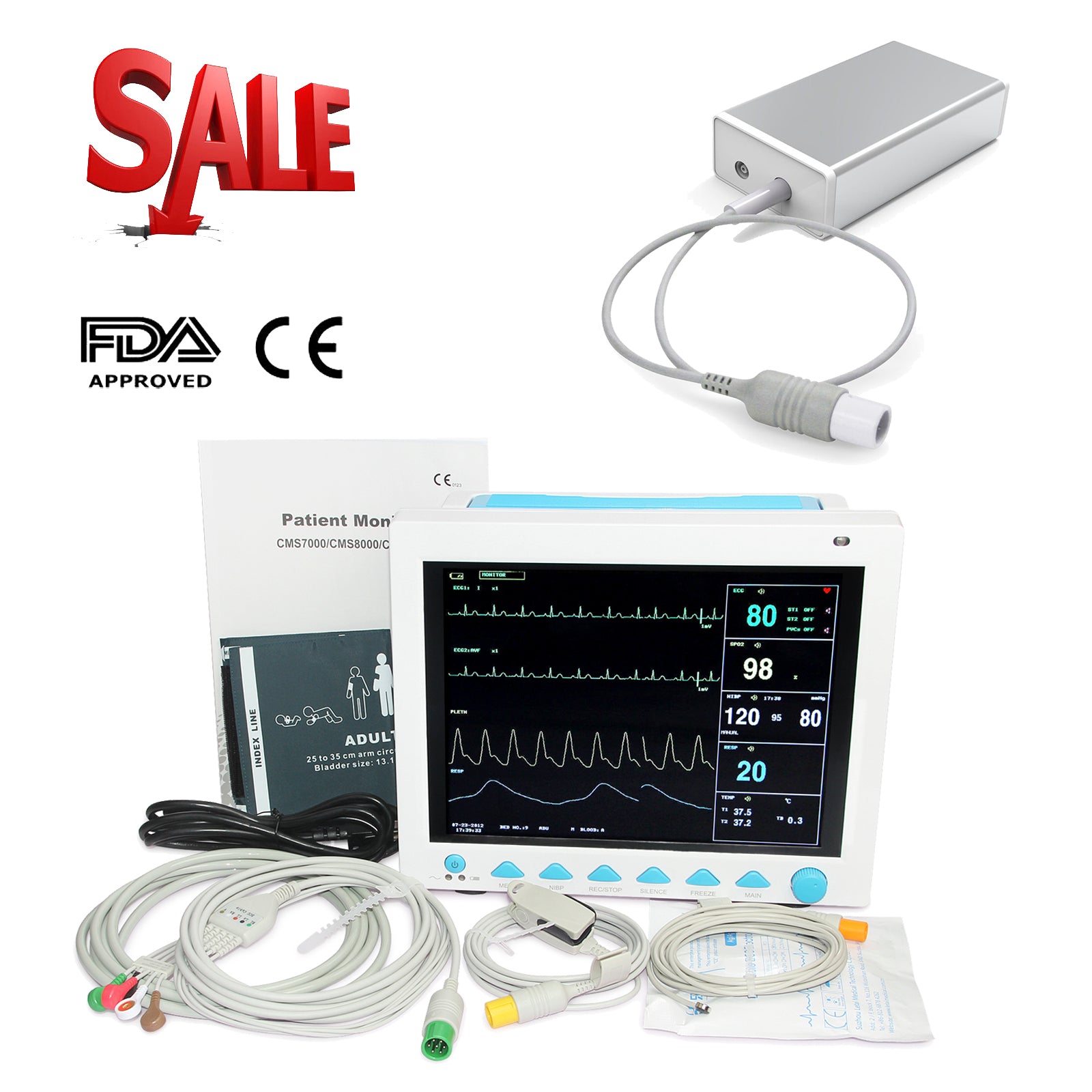 ETCO2 Sidestream Capnography Vital Signs ICU CCU Patient Monitor 7 Parameters CONTEC - QWIEL®