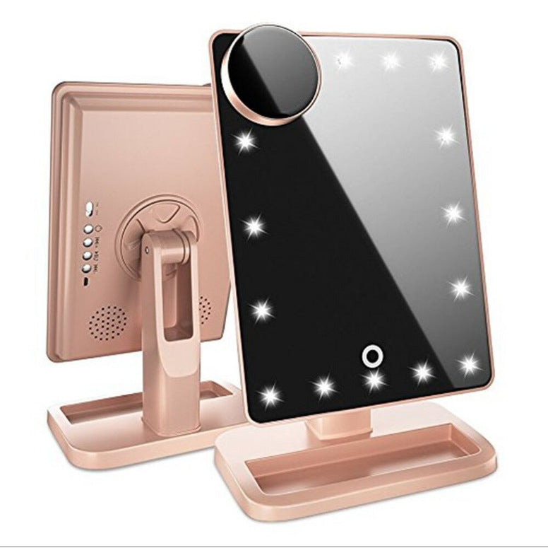 Touch Screen Makeup Mirror With 20 LED Light Bluetooth Music Speaker 10X Magnifying Mirrors Lights - QWIEL®