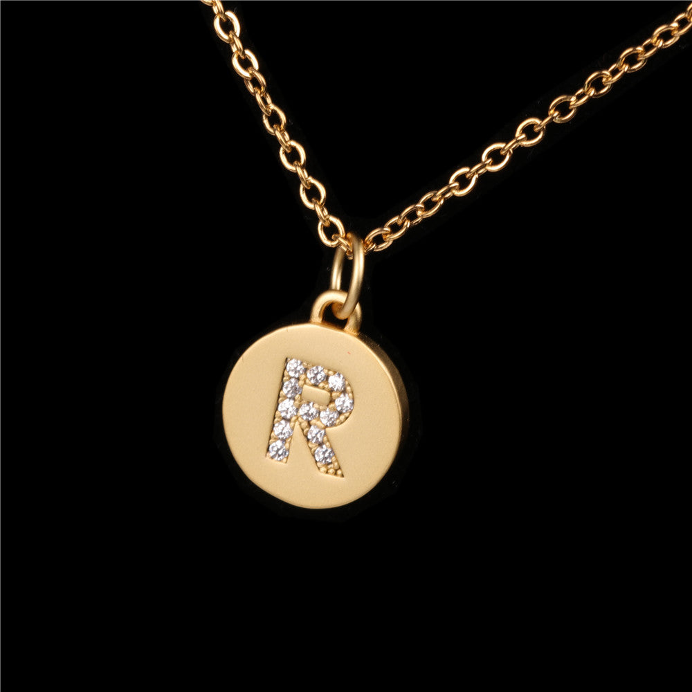 26 English Letter Pendant With Diamond Frosted Matte