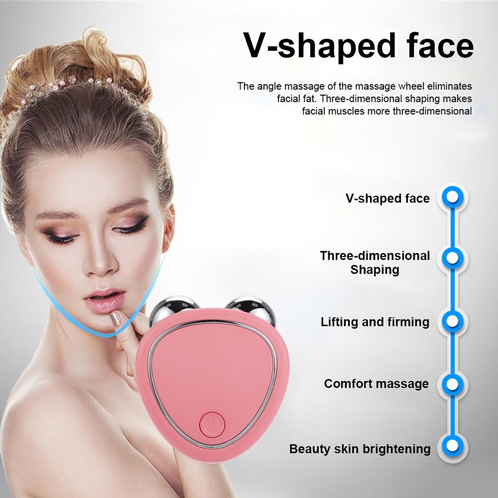 Portable Facial Micro-current Beauty Instrument For Lifting Thinning And Reducing Edema With Double Roller Massager - QWIEL®