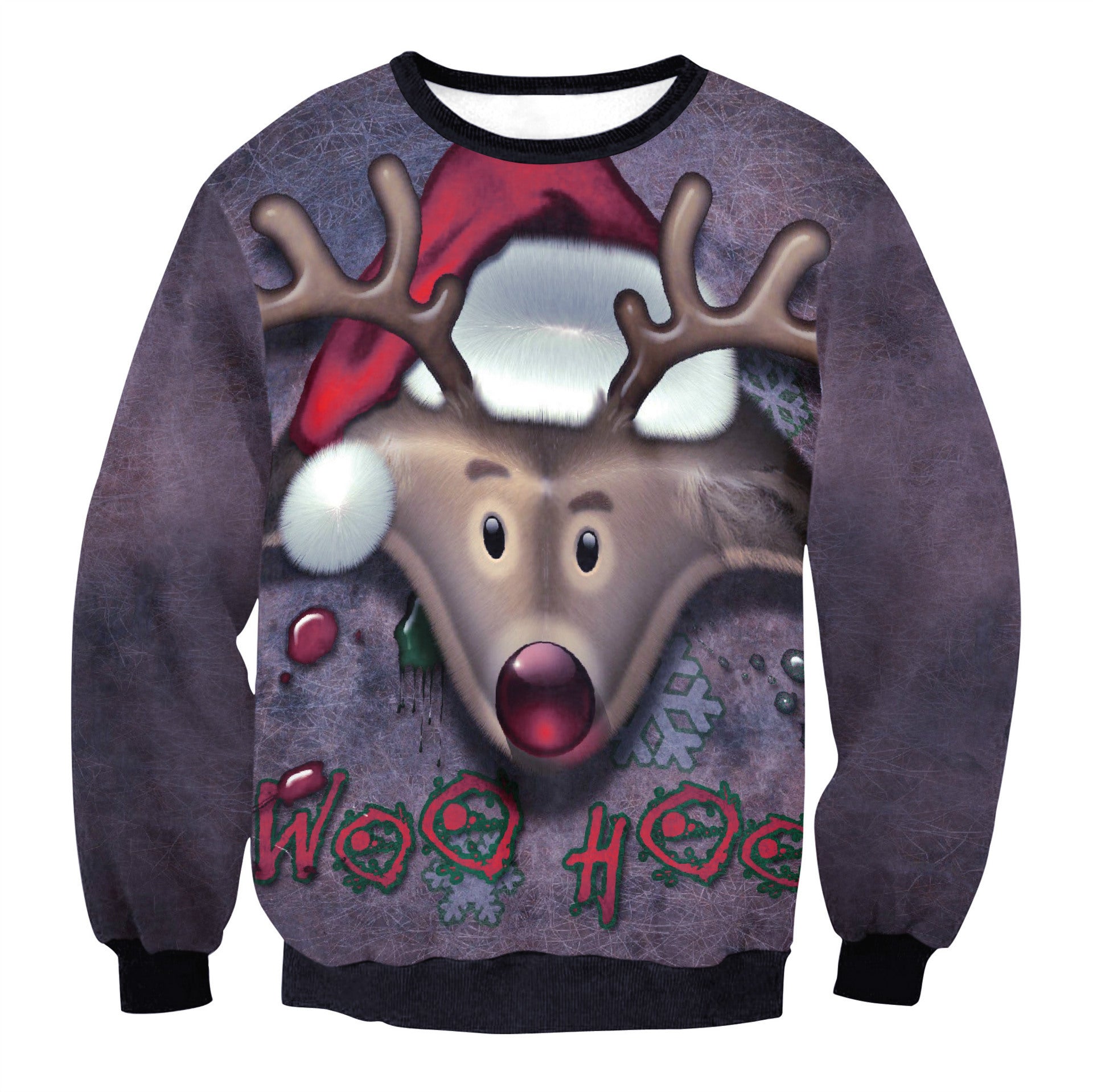 Women's Santa Claus Elk Long Sleeve Round Neck Loose Sweatshirt - QWIEL®