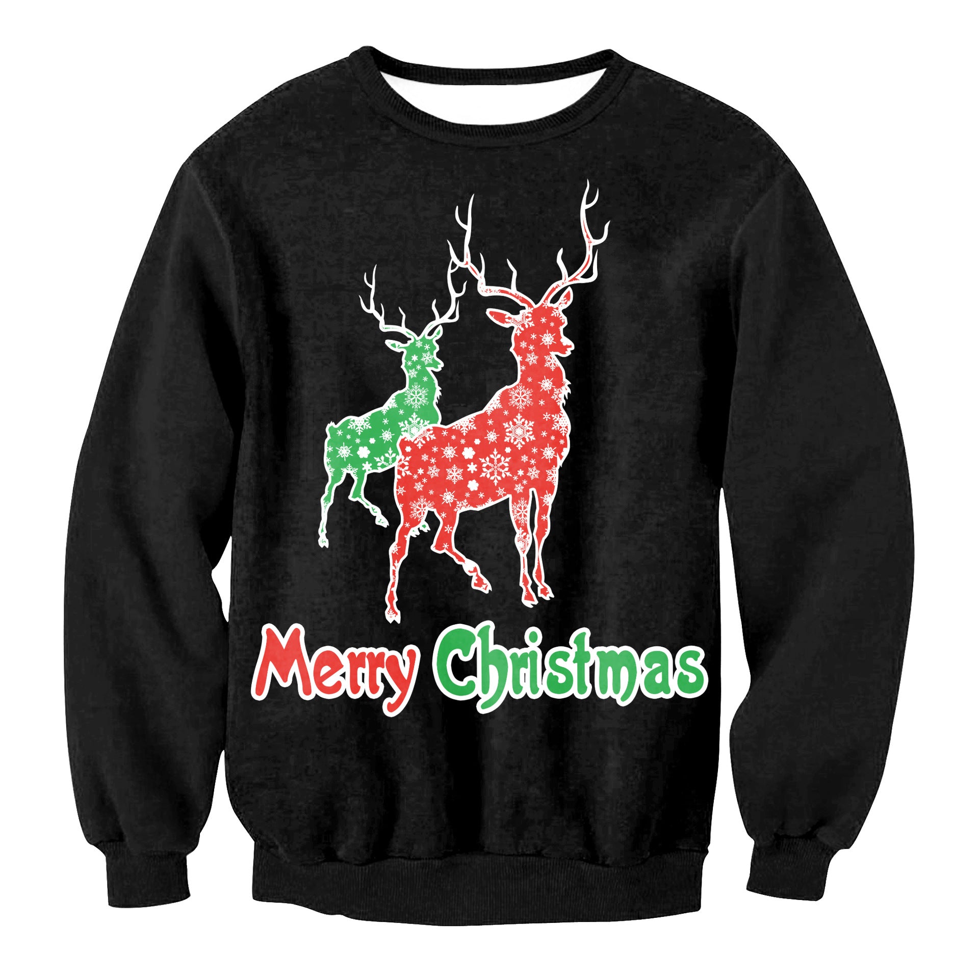 Women's Santa Claus Elk Long Sleeve Round Neck Loose Sweatshirt - QWIEL®