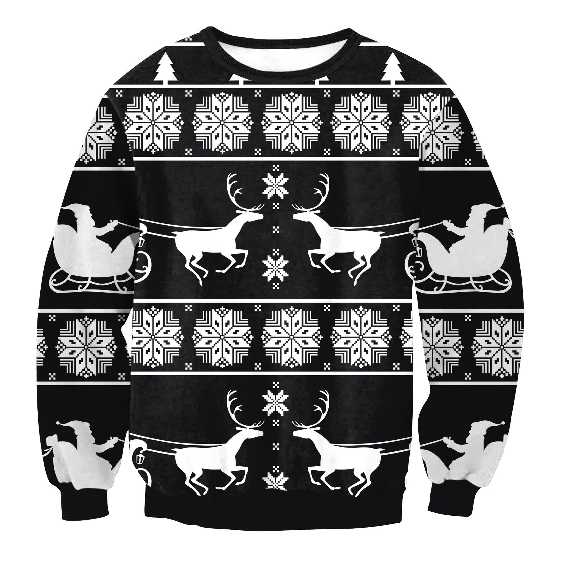 Women's Santa Claus Elk Long Sleeve Round Neck Loose Sweatshirt - QWIEL®