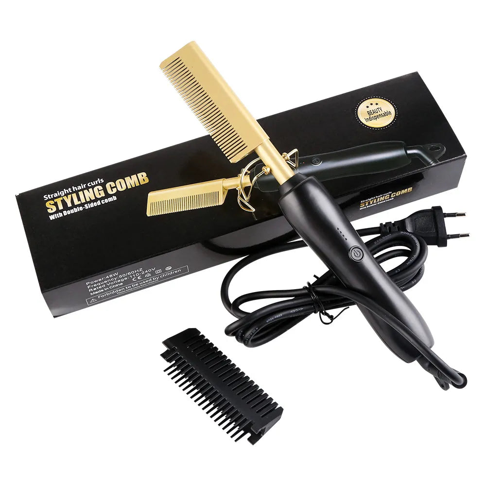 3 in 1 Hot Comb Hair Straightener Flat Irons Straightening Heating Comb for Wig Hair Styler Hair Curler Peigne Chauffant