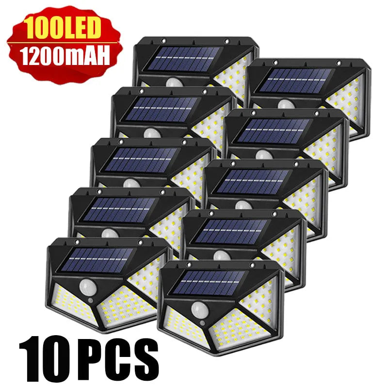 100 LED Solar Wall Lights Waterproof Outdoor Solar Lamp Wireless Solar Powered Sunlight Street Light for Garden Decoration