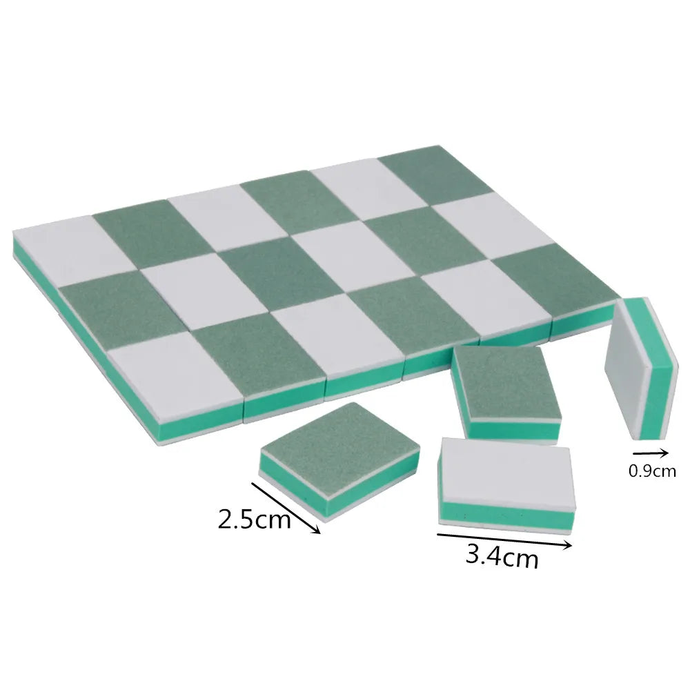 25 Pcs Mini Nail Buffer File Green and White 400/3000 Sanding Sponge Grinding Polishing Nail Art Manicure Salon DIY Tool