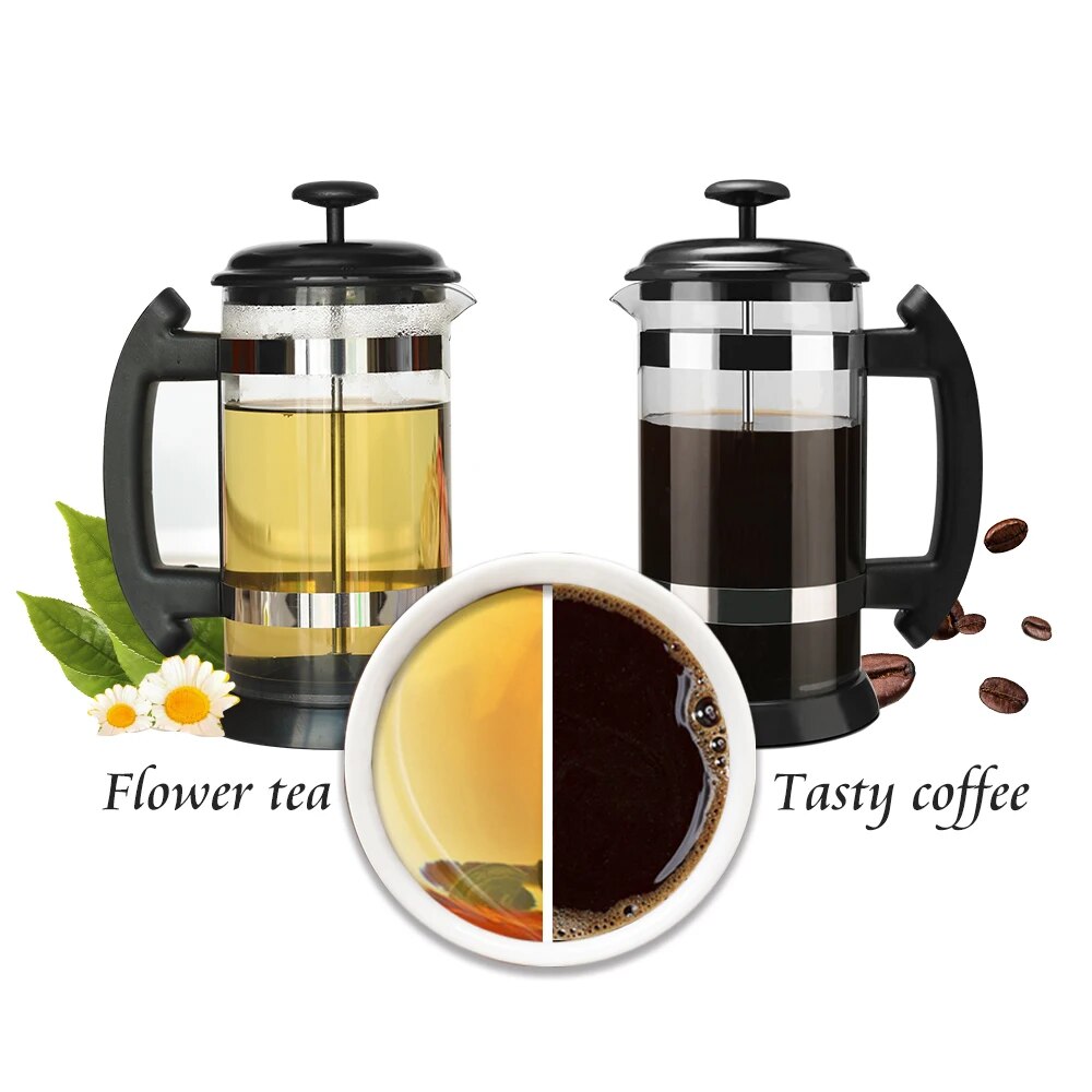 1000ML/ 600ML French Press Coffee Maker High Borosilicate Glass House Coffee Brewer Milk Foam Frother Barista Tea Maker