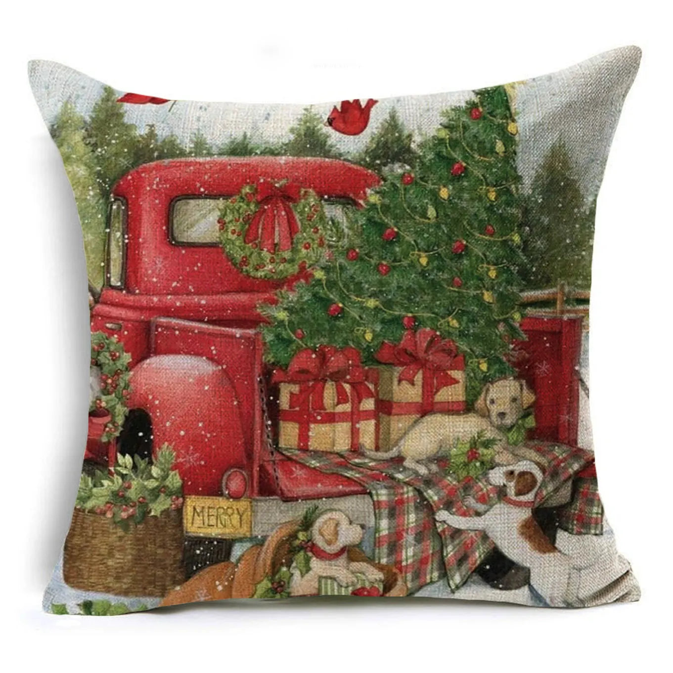 WZH Christmas pillowcase Santa Claus sofa car cushion home decoration linen cushion cover Christmas gift 2021 new