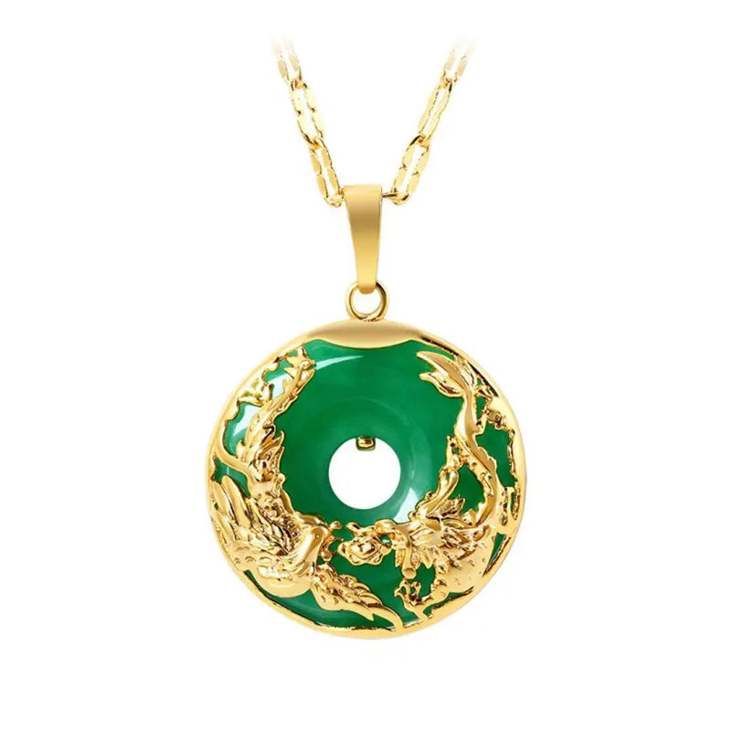14K Gold Necklace Emerald Pendants for Female Luxury Colgante De 925 Mujer Green Jade Emerald Pendant Topaz Gemstone Necklaces